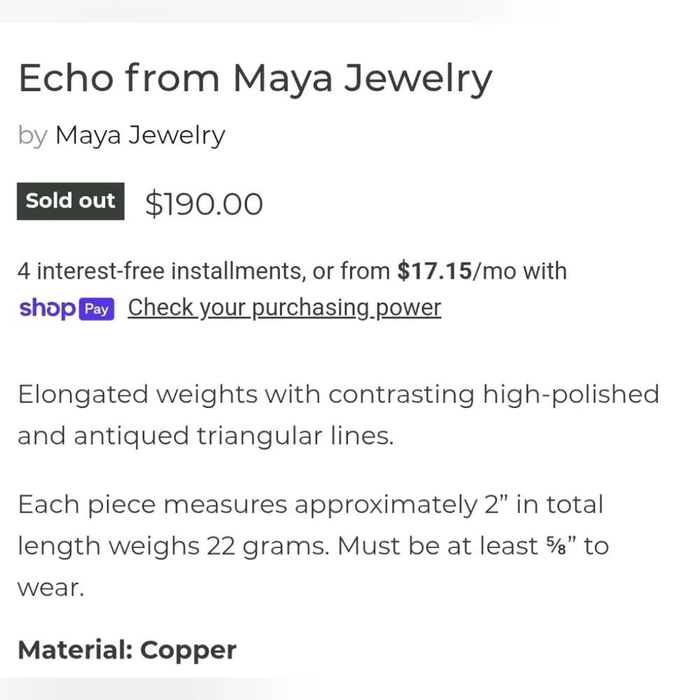 Vintage Echo Maya Ear Weights - Picture 4 of 9